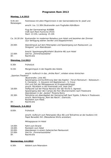 Programm Rom 2013 - Pfarrei St. Lamberti