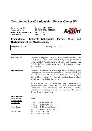 Technisches Spezifikationsblatt Ferney Group BV - Kelfort