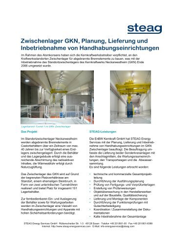 Zwischenlager GKN, Planung, Lieferung und Inbetriebnahme von ...