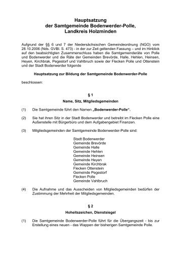 Hauptsatzung der Samtgemeinde Bodenwerder-Polle, Landkreis ...