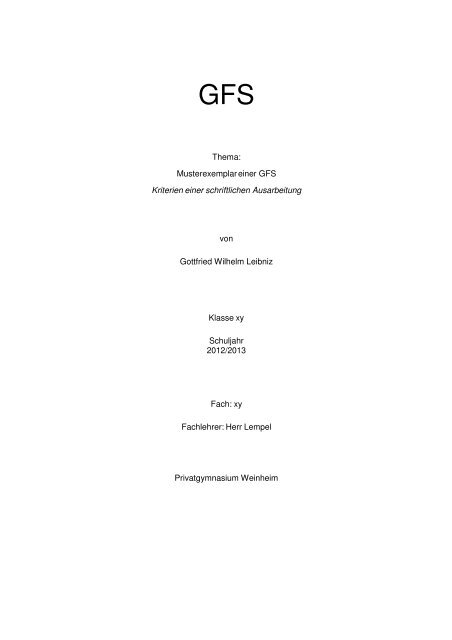 Muster-GFS - Privatgymnasium Weinheim