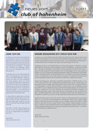Newsletter 2011 Nr. 1 - Club of Hohenheim eV