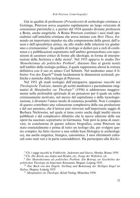 L'ARCHIVIO «ERIK PETERSON - Università degli Studi di Torino