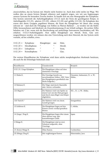 Systematik der Musikinstrumente Ein Versuch - A-Klarinette