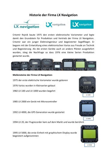 Historie der Firma LX Navigation