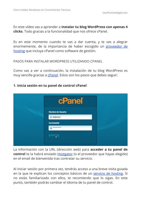 Como Instalar Wordpress con cPanel y QuickInstall en Hostgator - Curso Gratis en Video