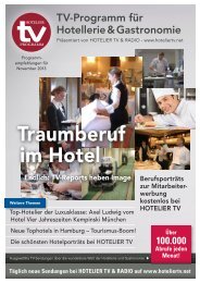 HOTEL TV PROGRAMM November 2013: Traumberuf im Hotel - TV-Sendungen heben Image - Berufsporträts zur Mitarbeiterwerbung