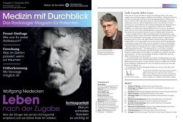 Patientenmagazin "Medizin mit Durchblick" - 2. Ausgabe November 2013 (doppelseitig)