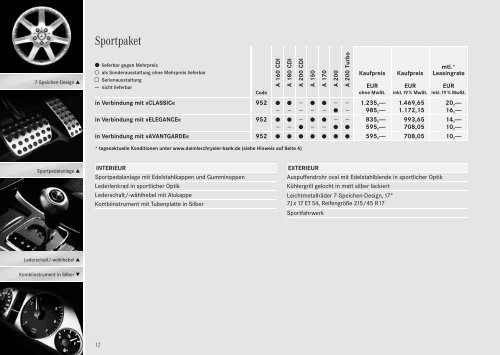 Preisliste Mercedes-Benz A-Klasse Coupe C169 vom 02.07.2007