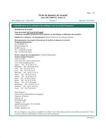 Fiche de données de sécurité - GC Europe