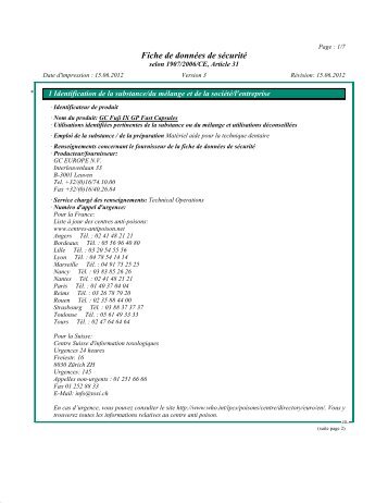 Fiche de données de sécurité - GC Europe