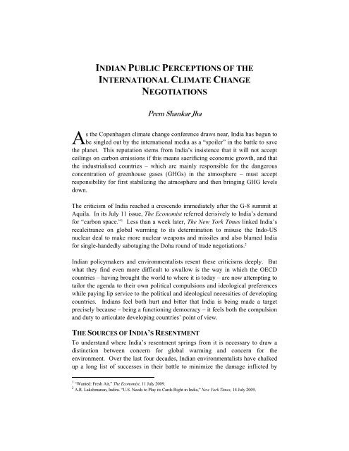 Indian Climate Policy - Global Commons Institute