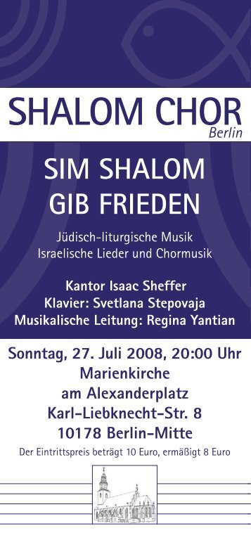 SHALOM CHOR SHALOM CHO - Berlin - Gesellschaft für Christlich ...