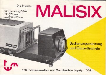 Bedienungsanleitung für Diaprojektor Malisix - Museum Digital