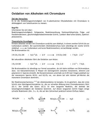 Oxidation von Alkoholen mit Chromsäure