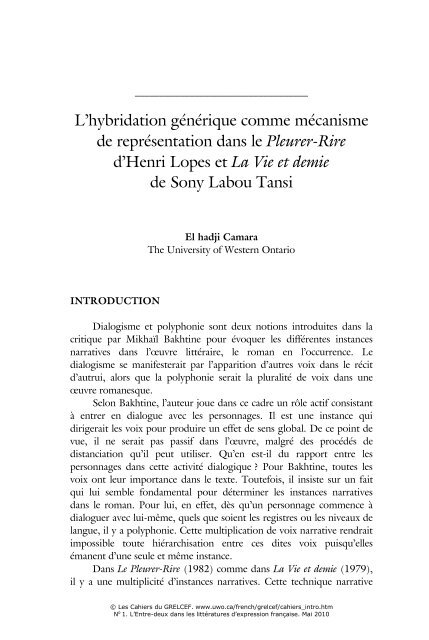 L'hybridation générique comme mécanisme de représentation dans ...