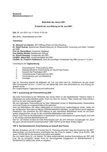 Protokoll der Jury-Sitzung am 26. Juni 2001 - Deutscher ...