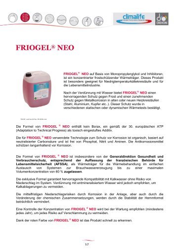 Produktdatenblatt Friogel ® Neo (.pdf - 216 Ko) - Climalife