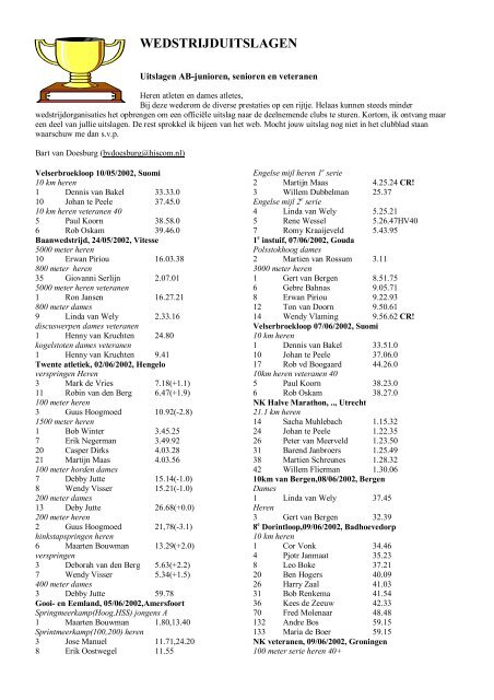 Clubblad Atletiekvereniging Phanos Augustus 2002