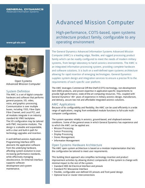 Advanced Mission Computer - General Dynamics Advanced ...