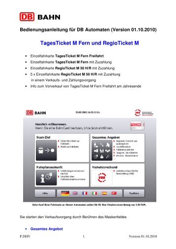 Bedienungsanleitung für DB-Automaten als PDF-Datei - BSW