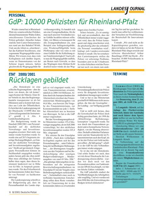 Journal August 2001 - gdp-deutschepolizei.de