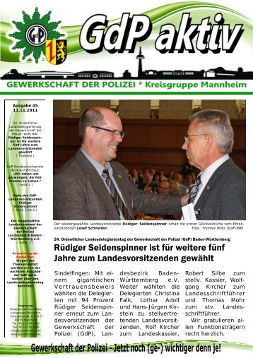 Rüdiger Seidenspinner ist für weitere fünf Jahre ... - GdP Mannheim
