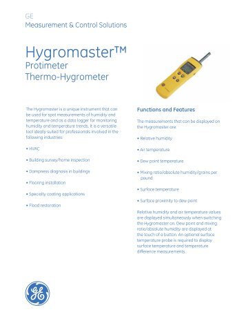 Hygromaster - GE Measurement & Control