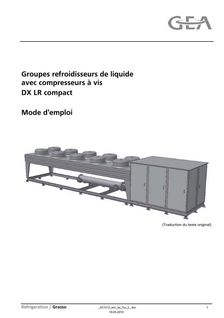 Groupes refroidisseurs de liquide avec compresseurs à vis - GEA ...