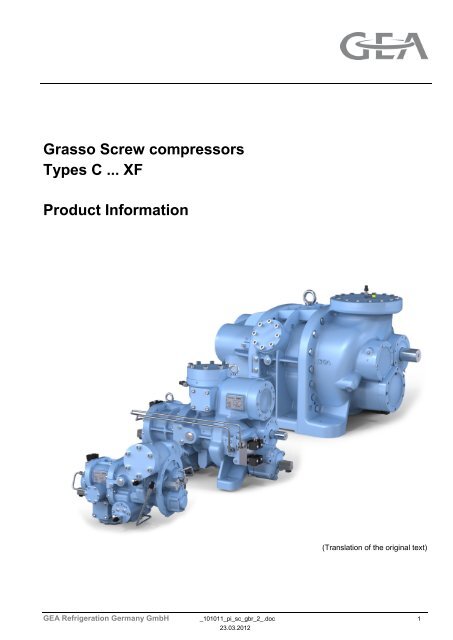 Grasso Screw compressors Types C ... XF Product Information - GEA ...