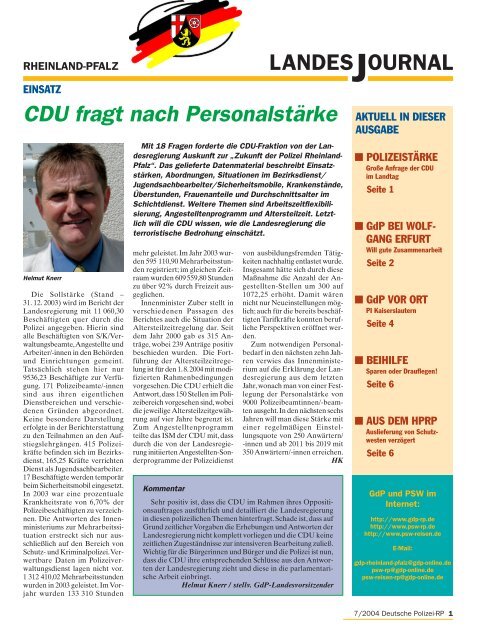 Journal Juli 2004 - gdp-deutschepolizei.de