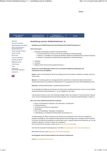 Infos zur Ausbildung - Carola Nagel - Gedächtnistraining