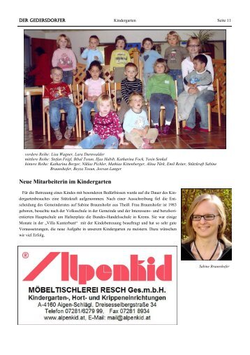Neue Mitarbeiterin im Kindergarten - Gemeinde Gedersdorf