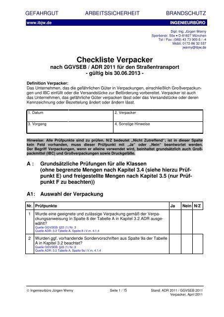 Checkliste Verpacker - verkehrsRUNDSCHAU.de