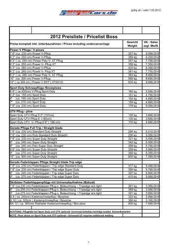 Preisliste 2012/2013 - Geigercars