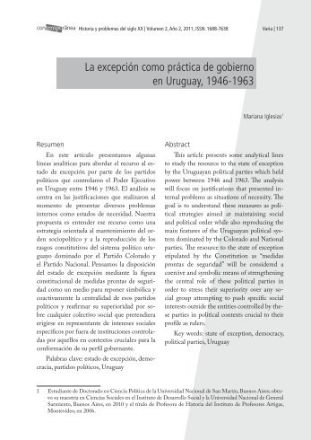 La excepción como práctica de gobierno en Uruguay, 1946-1963