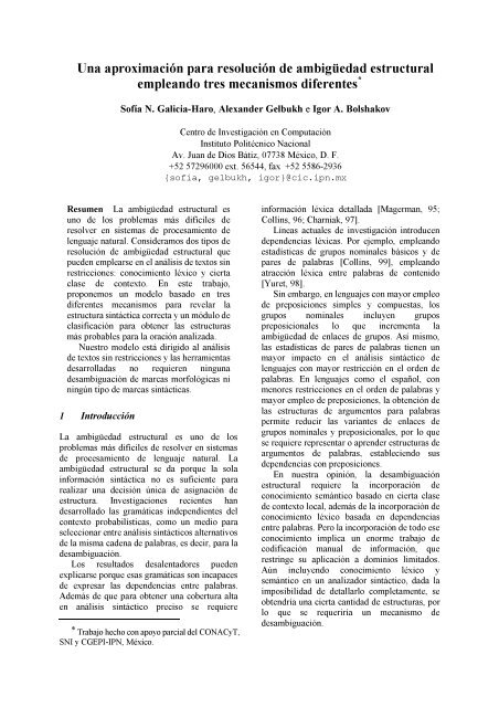 Una aproximación para resolución de ambigüedad estructural ...