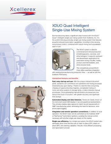 [PDF] XDUO Quad Intelligent Single-Use Mixing System DATA SHEET