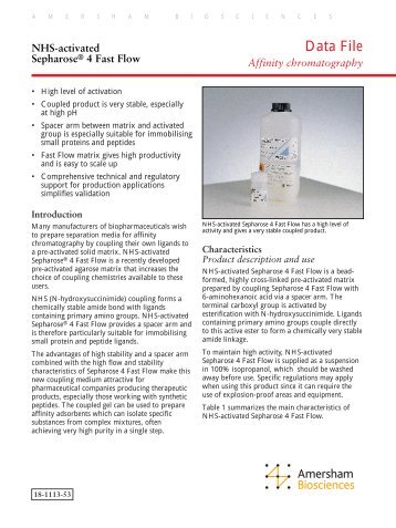 Nhs Activation Of Sepharose 4