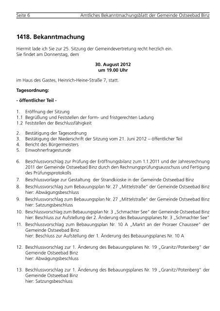 Nr. 12 vom 27. August 2012 - Gemeinde Binz