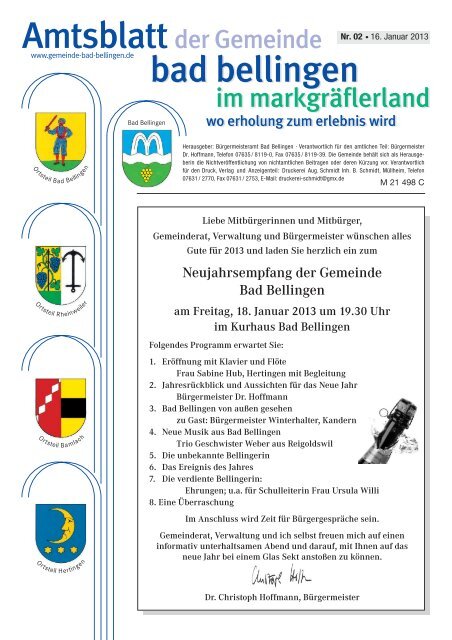 Neujahrsempfang der Gemeinde Bad Bellingen