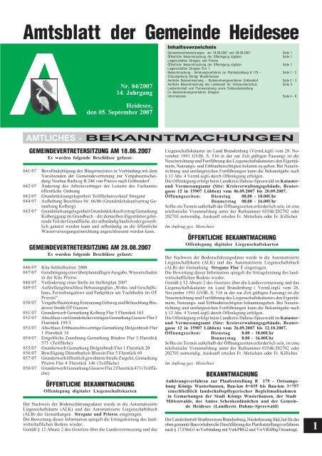 Amtsblatt der Gemeinde Heidesee AMTLICHES