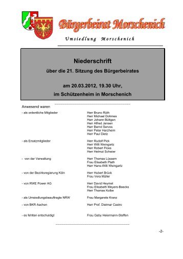21. Bürgerbeiratssitzung, Niederschrift vom 20.03.2013 - Gemeinde ...