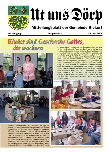 Kinder sind Geschenke Gottes, die wachsen - Gemeinde Rickert