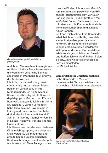 Kirchenblatt April / Mai 2012 Nr. 26 - Gemeinde Machern