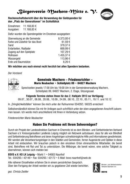 Amtsblatt Nr. 223 Juni 2013 - Gemeinde Machern