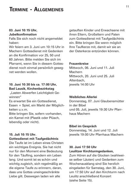 Kirchenblatt Juni / Juli 2012 Nr. 27 - Gemeinde Machern