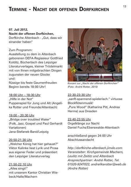 Kirchenblatt Juni / Juli 2012 Nr. 27 - Gemeinde Machern