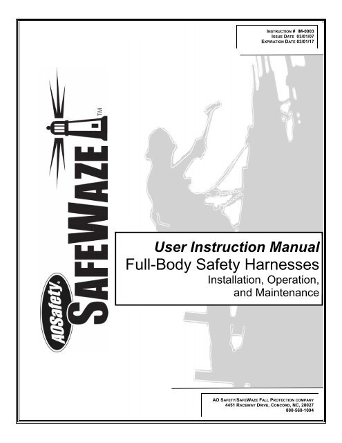 Im 0003 User Instruction Manual Full Body Harness Gemplers