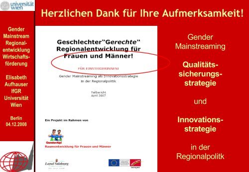 Gender Mainstreaming in der Regionalentwicklung und der ...